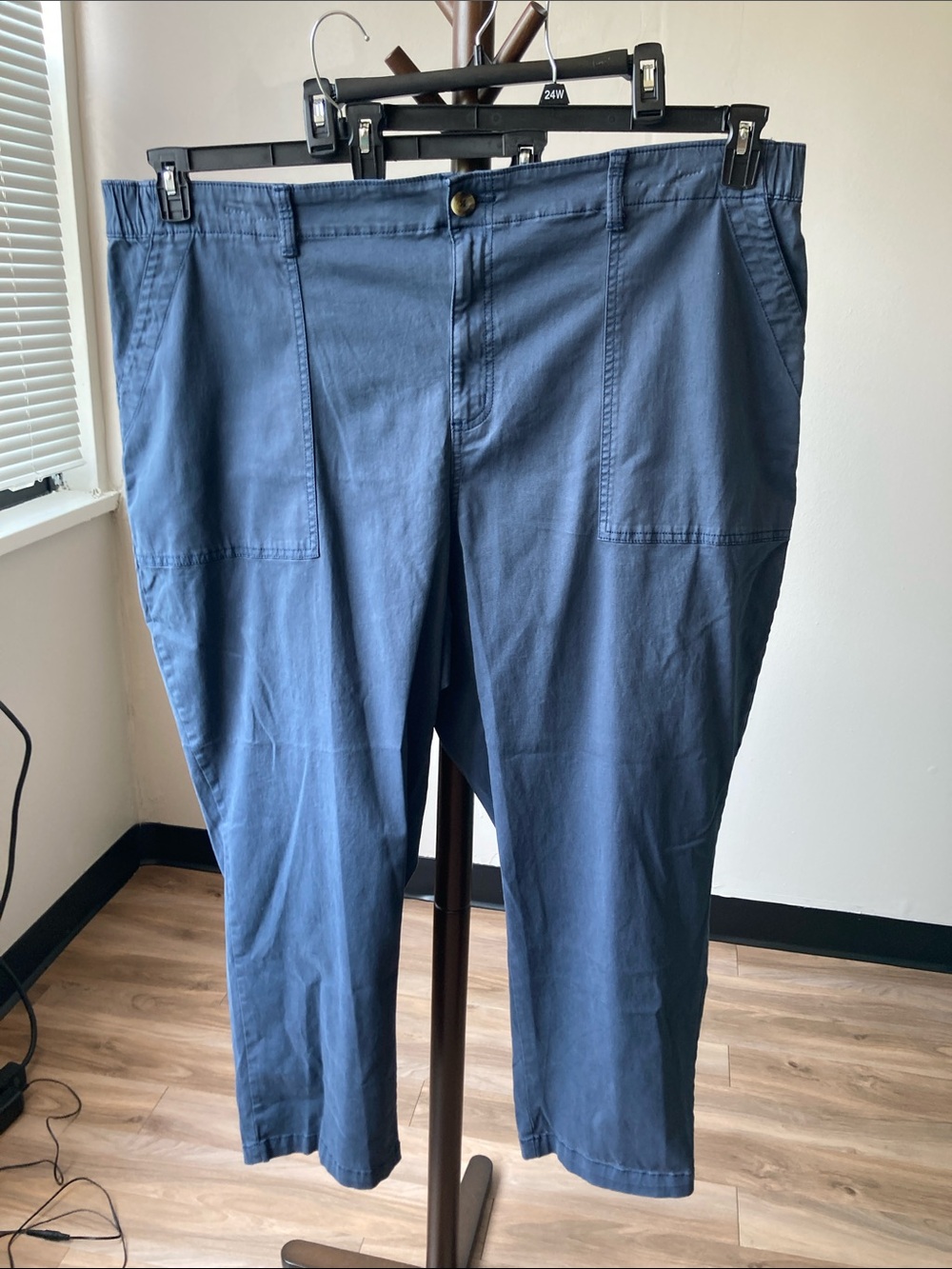 Sonoma high rise straight leg pant elastic in back of waist navy blue 3X